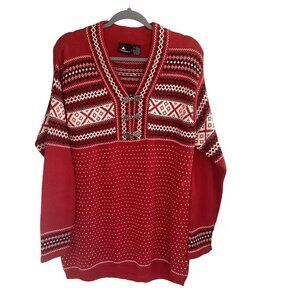 Vintage LIZSPORT Red Ivory FAIR ISLE Holiday Sweater Size S